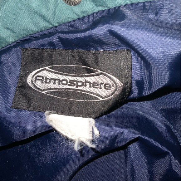 vintage 90s atmosphere fleece shell jacket pair M/L plaid green purple navy grid - Picture 8 of 10